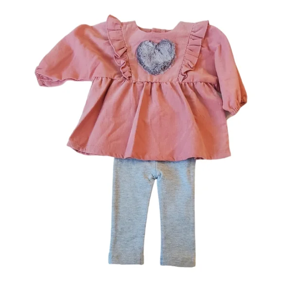 Miniclasix Smocked Top & Leggings Set in Mauve| Size 3M - Picture 1 of 9